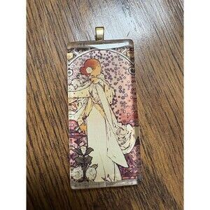 The Lady of the Camelias by Mucha Gallery Pendant Rectangle For Necklace